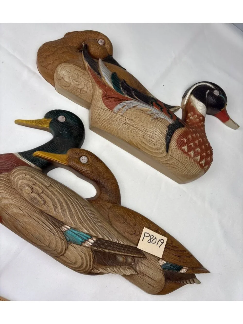 Burwood Resin Mallard Duck Wall Hanging Decor Pair Vtg